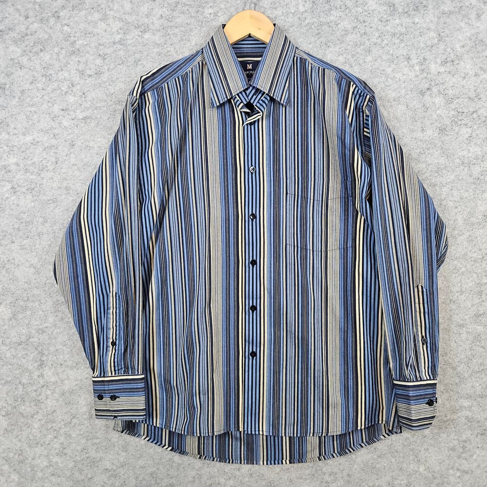 Marcello Sport Men's‎ Button Down Shirt Size M 100% Cotton Preppy NO TOP BUTTON